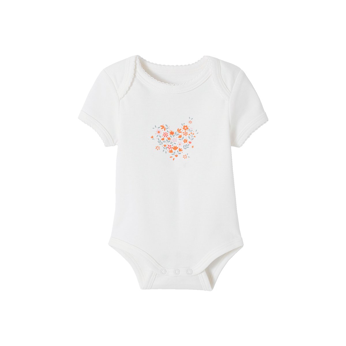 Lot de 3 bodies évolutifs en coton biologique abricot poudré, VERTBAUDET