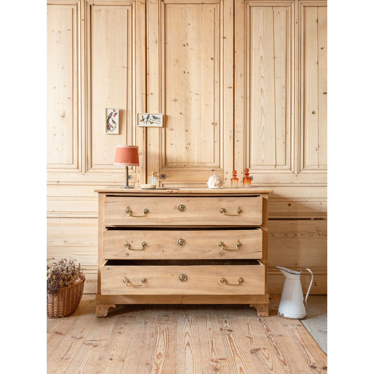 Commode en noyer Garance N°705 - Bon état bois clair, DEBONGOUT