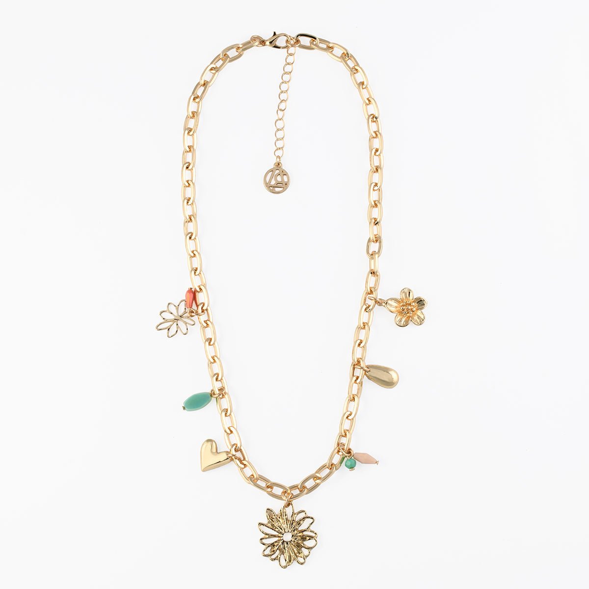 Collier chaîne à charms fleurs doré, BALABOOSTE