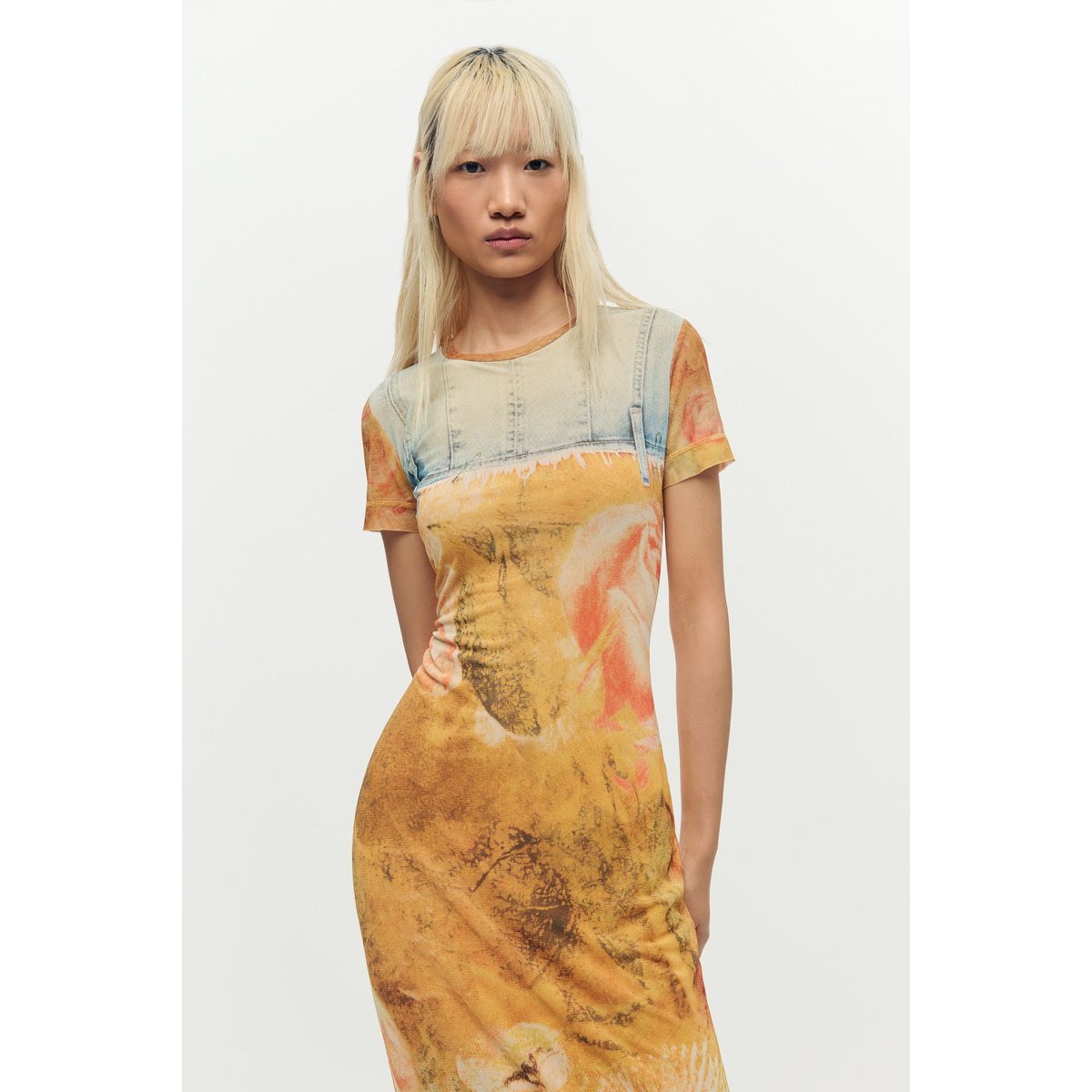 Robe slim hybride jaune, DESIGUAL