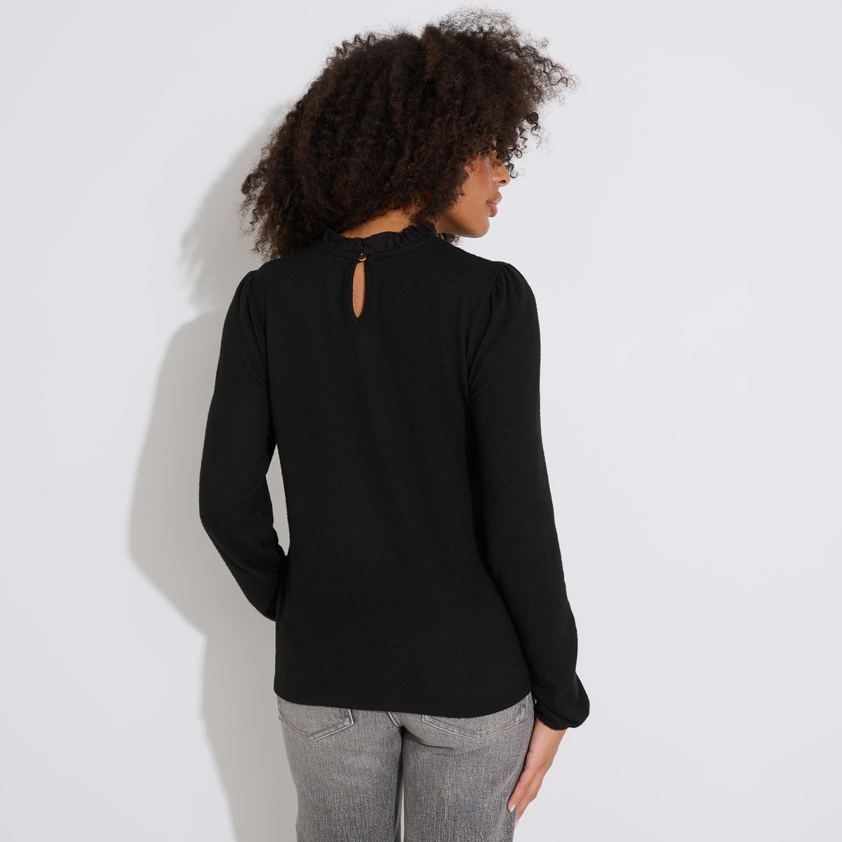 T-shirt col victorien noir, GRAIN DE MALICE