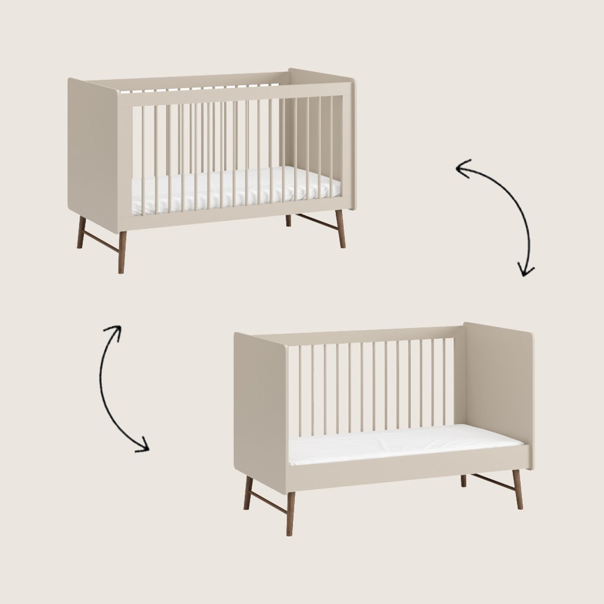LIT ÉVOLUTIF BÉBÉ «ROSEAU» | 70 X 140 CM ROSEAU beige, PETITE AMELIE