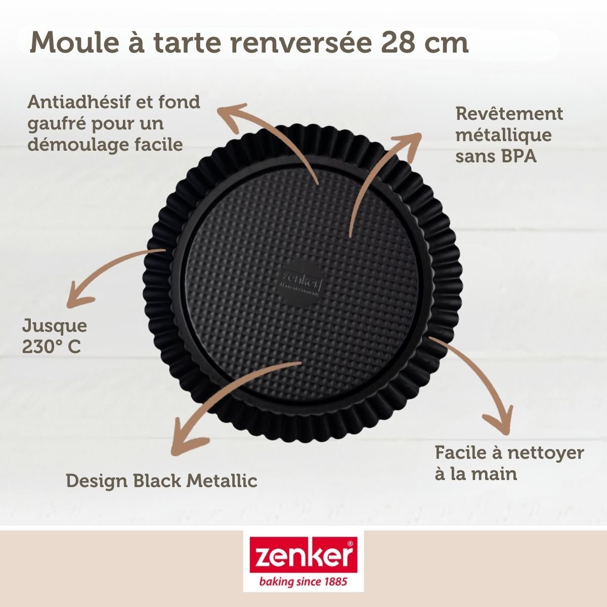 Moule à tarte renversée 28 cm BLACK METALLIC noir, ZENKER