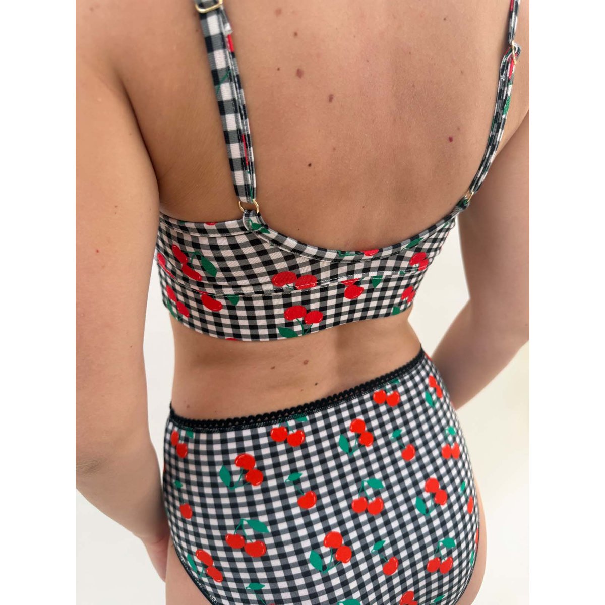Brassière coton imprimé vichy cerises vichy cerises noir, WE ARE JOLIES