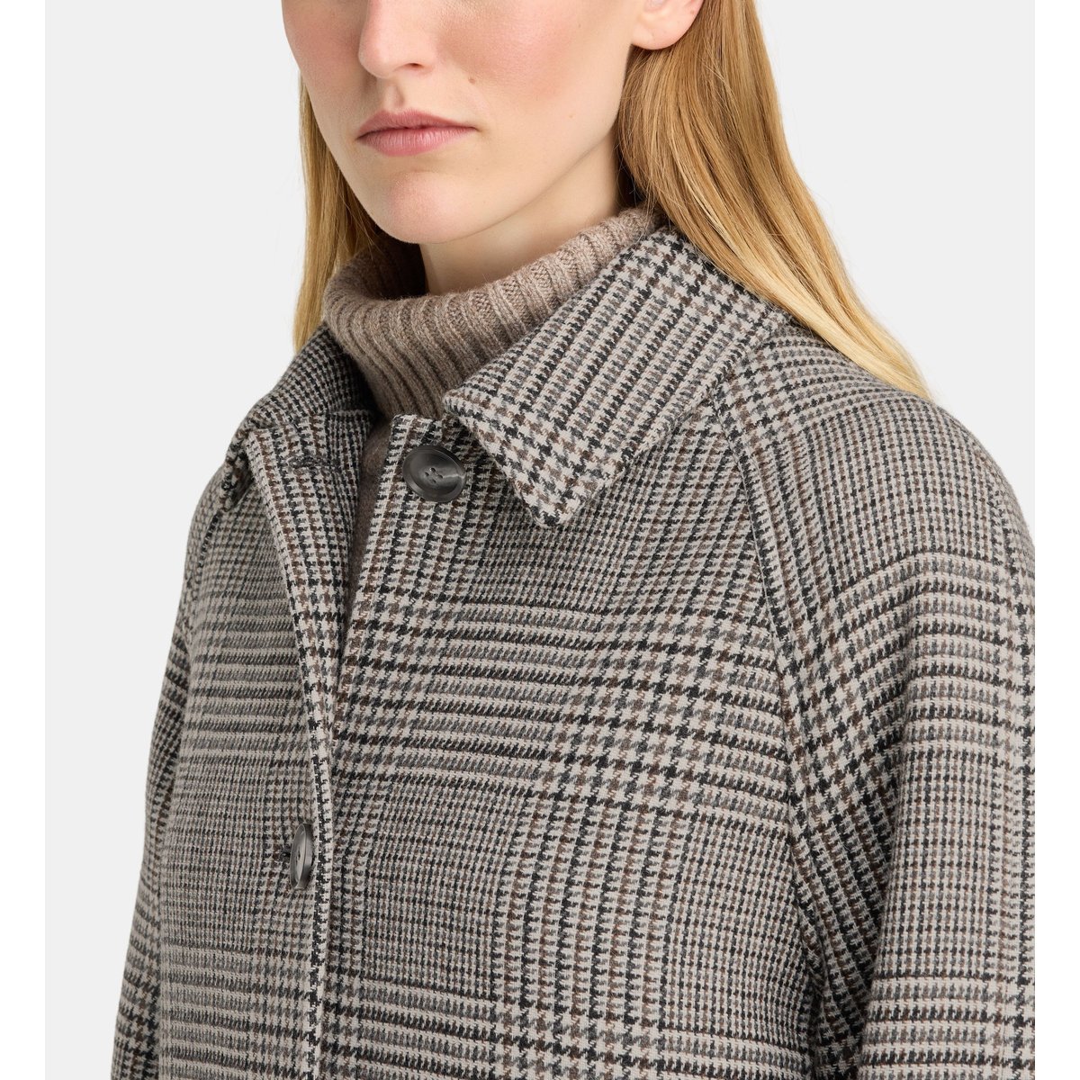Manteau long freya bis prince-de-galles bleu et marron, GALERIES LAFAYETTE