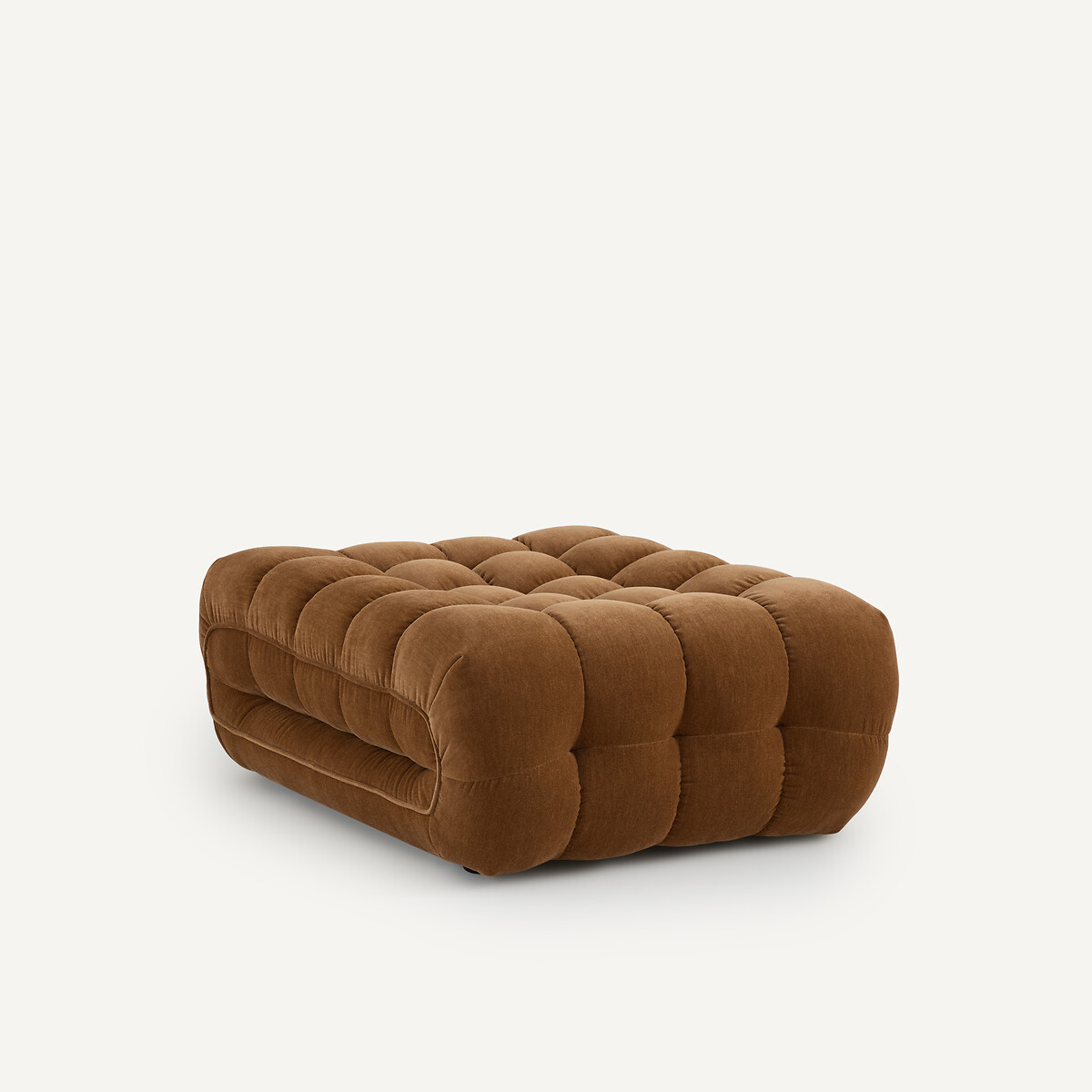 Repose-pieds modulable, capitonné, en velours, JUD caramel, AM.PM