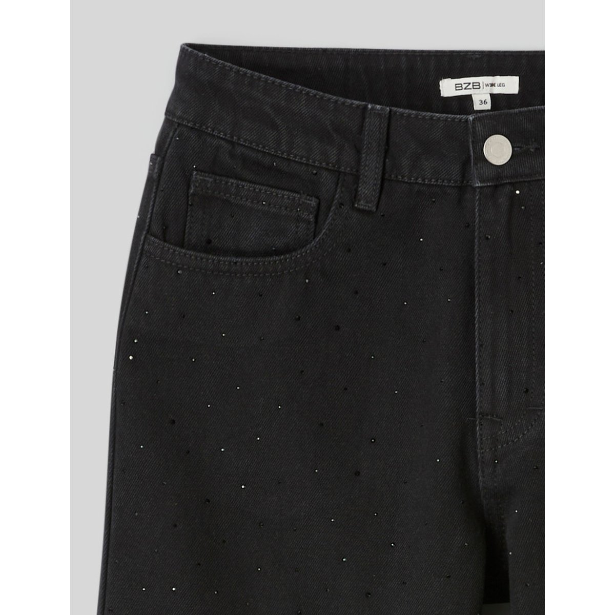 Jean wide leg à strass noir, BZB