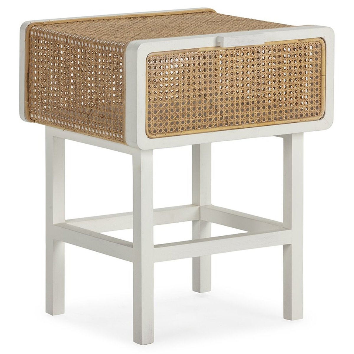 Table de chevet en rotin et bois de cèdre blanc et naturel, RECOLLECTION