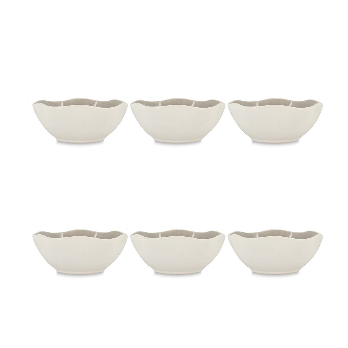Lot de 6 coupelles 12cm en grès, NOVA blanc et violet, OGO LIVING