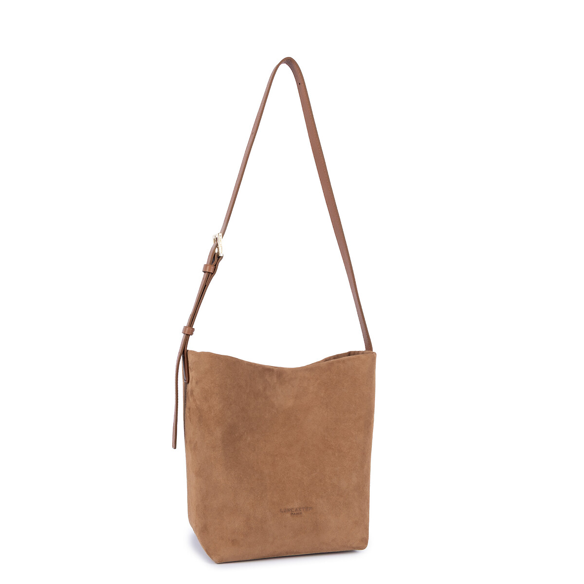 Borsa a bisaccia in pelle, SUEDE M cammello, LANCASTER