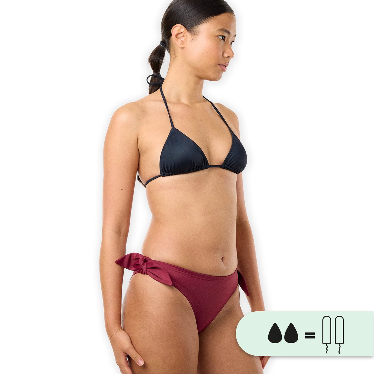 Bas de maillot de bain menstruel à nœuds - Culotte Femme - SMOON bordeaux, SMOON