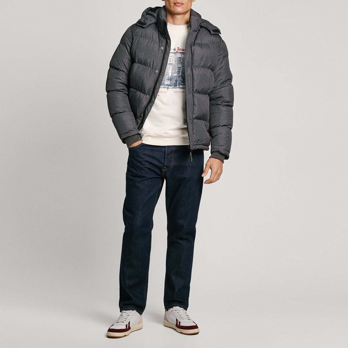 Veste Matelassée À Capuche gris foncé chine, PEPE JEANS