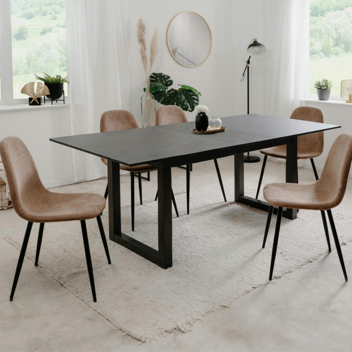 Table à manger extensible effet ardoise 160-200 cm ALVA anthracite, PIER IMPORT