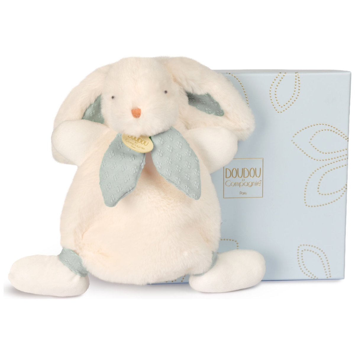 Doudou Lapin blanc, bleu, DOUDOU ET COMPAGNIE