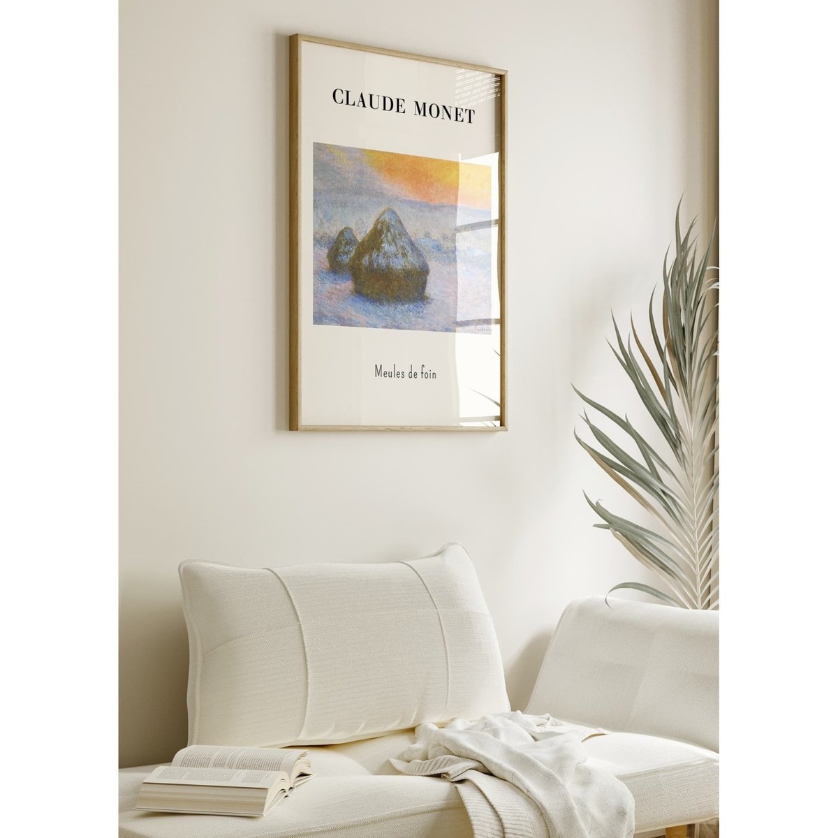 Affiche Claude Monet - Meules de Foin blanc, L'AFFICHERIE