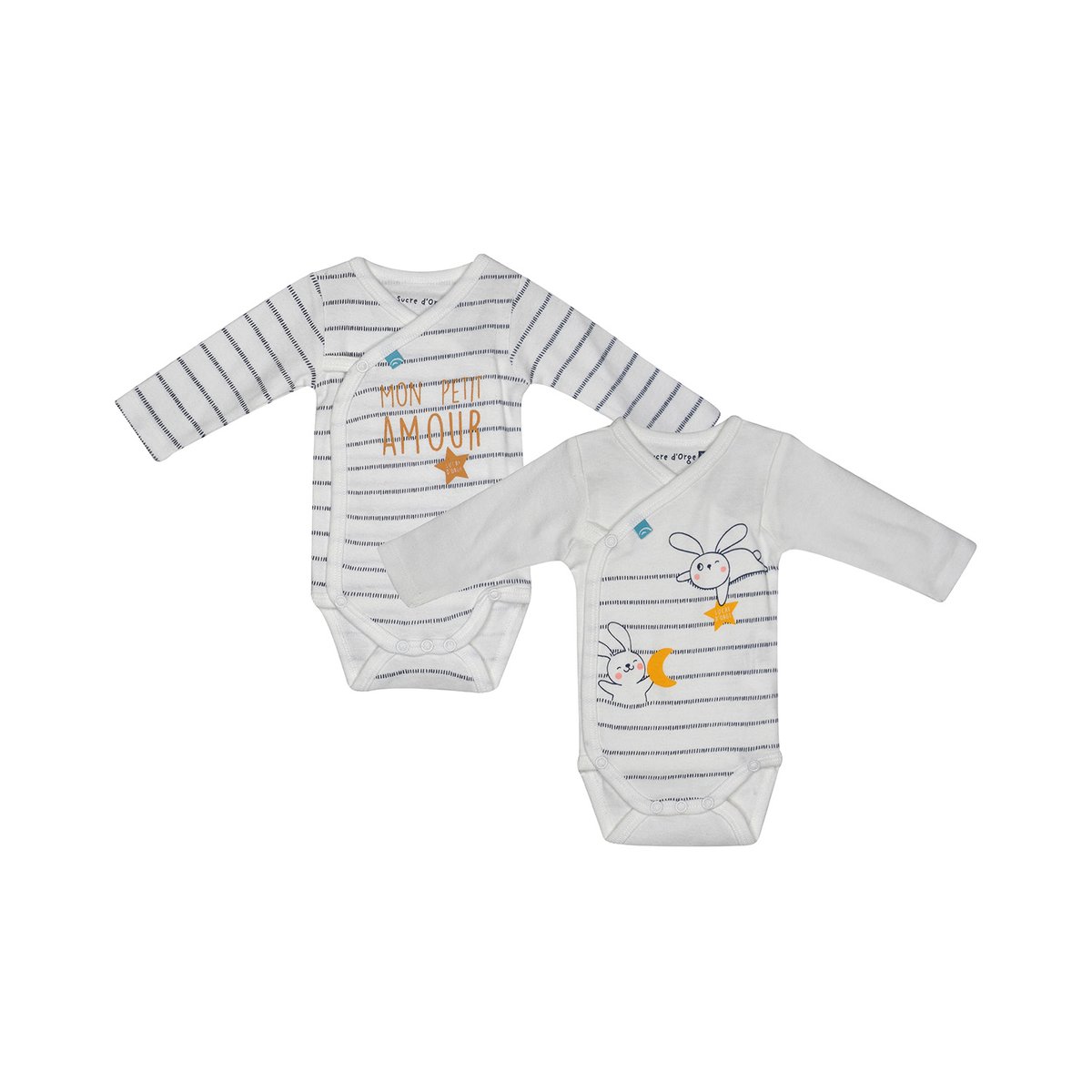 Lot 2 bodies naissance filao coton bio beige, SUCRE D'ORGE