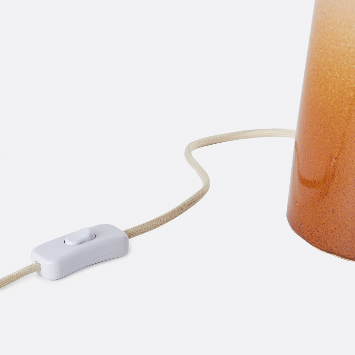 Lampe à poser céramique et lin hauteur 47 cm, Grezza caramel, LA REDOUTE INTERIEURS