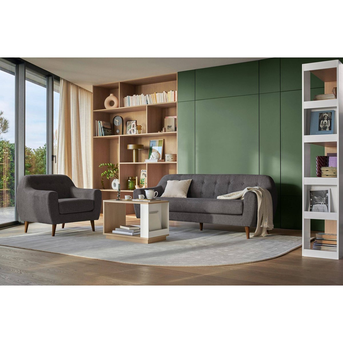Fauteuil tissu - AGATHE gris foncé, CAMIF