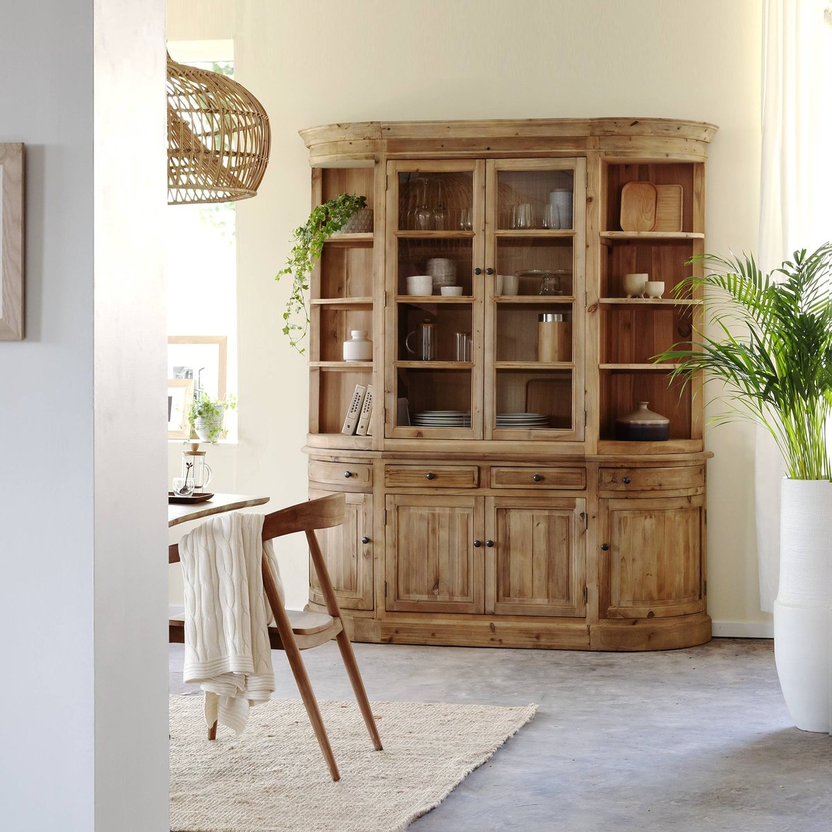 Vaisselier en bois recyclé GARANCE bois clair, MADE IN MEUBLES