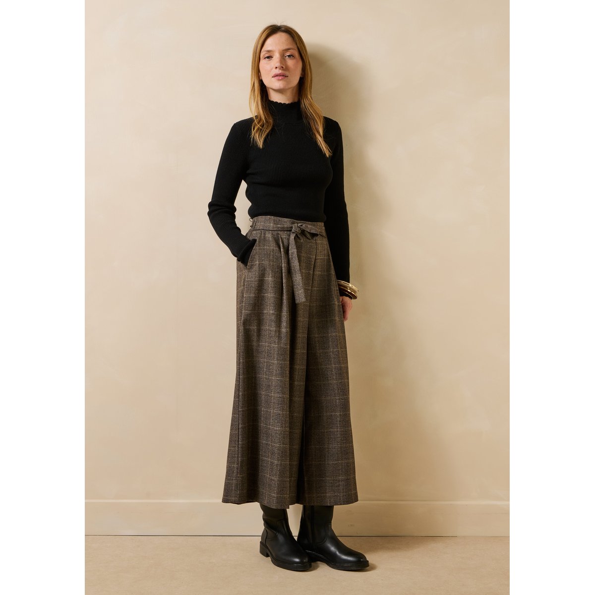 Pull fin manches longues en laine et coton biologique noir, LA FEE MARABOUTEE