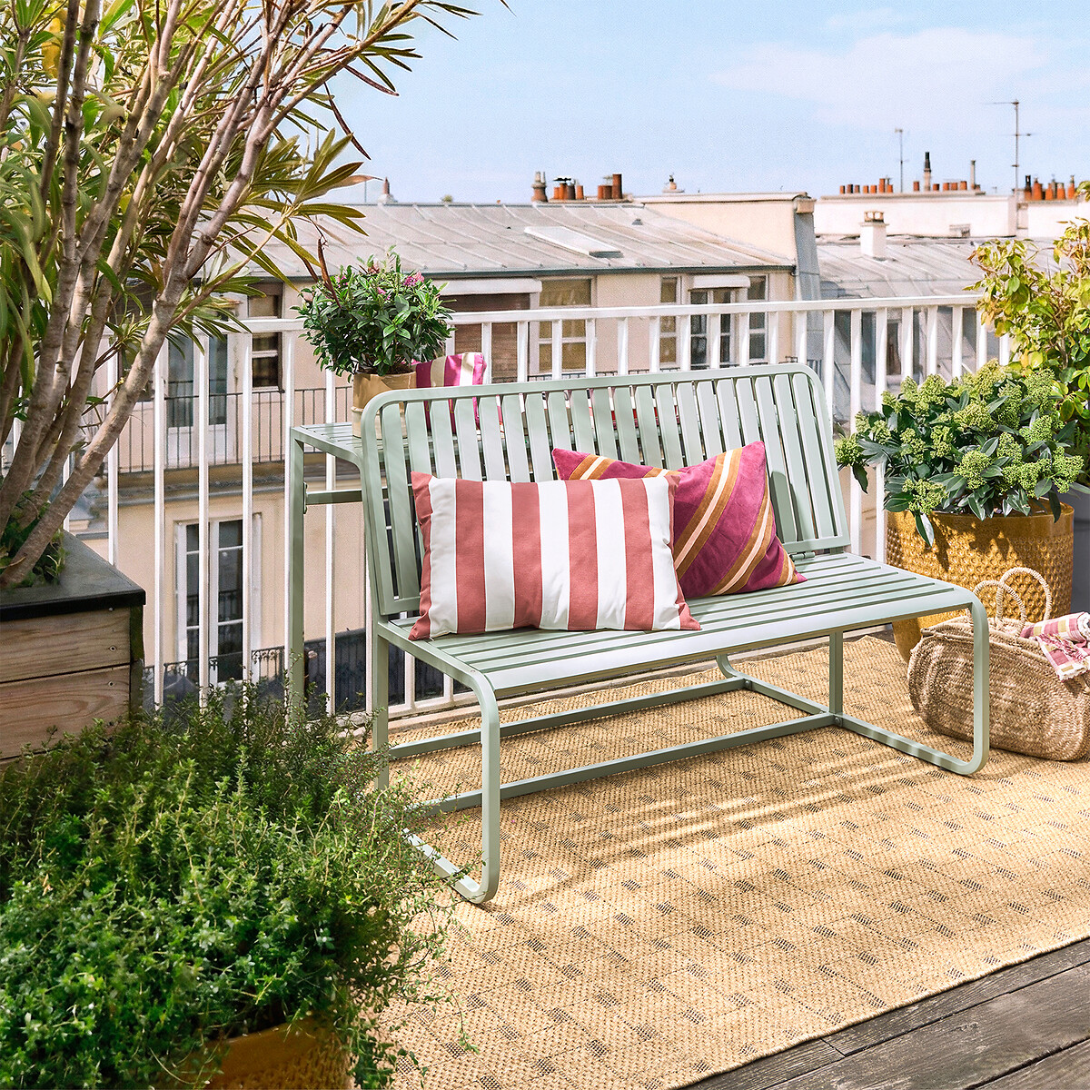 Banc-table de jardin en métal acier, TALIA vert sauge, LA REDOUTE INTERIEURS