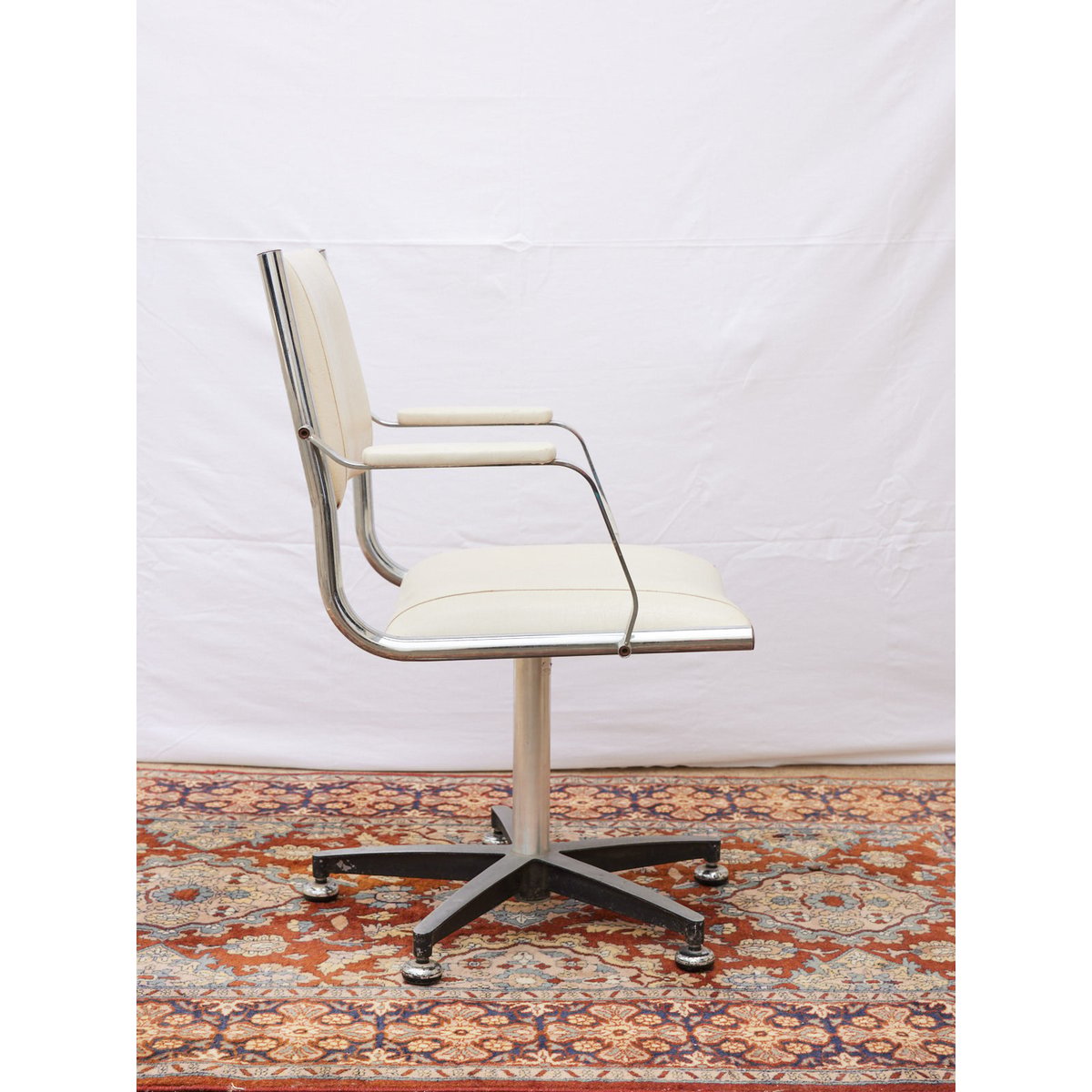 Fauteuil pivotant vintage Jakob N°1306 - Bon état argenté, DEBONGOUT