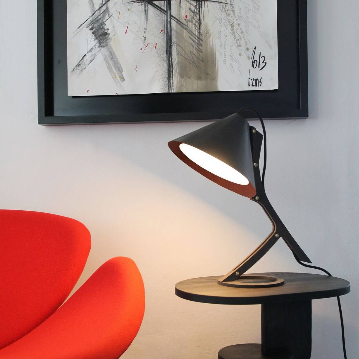 Lampe à poser cuir noir - SILENCE noir, CAMIF