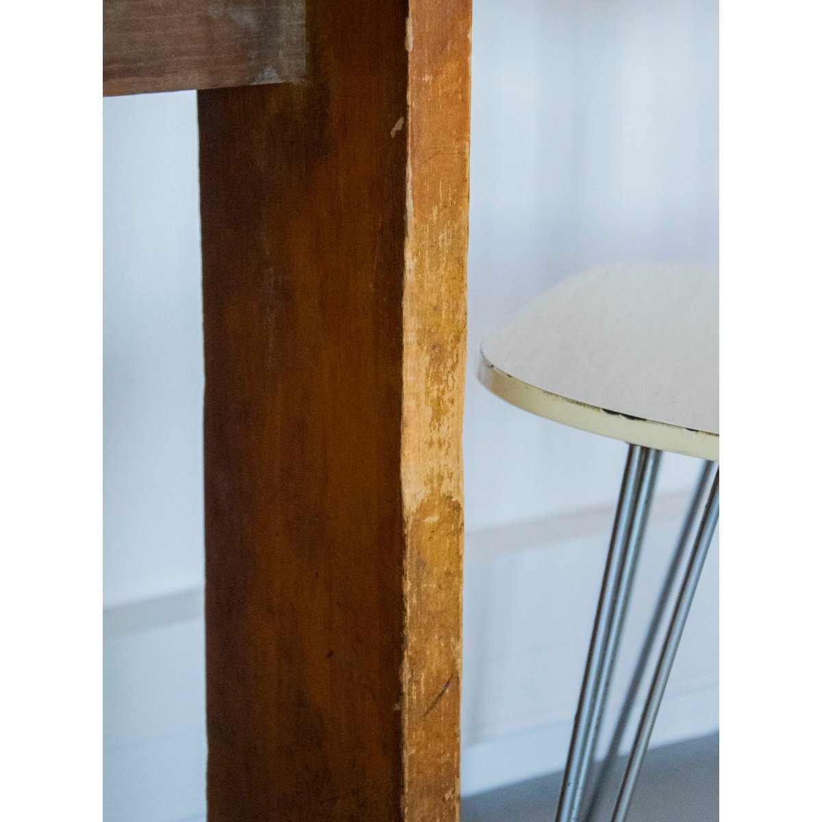 Table à manger bistro en formica beige Denise N°134 - Bon état beige, DEBONGOUT