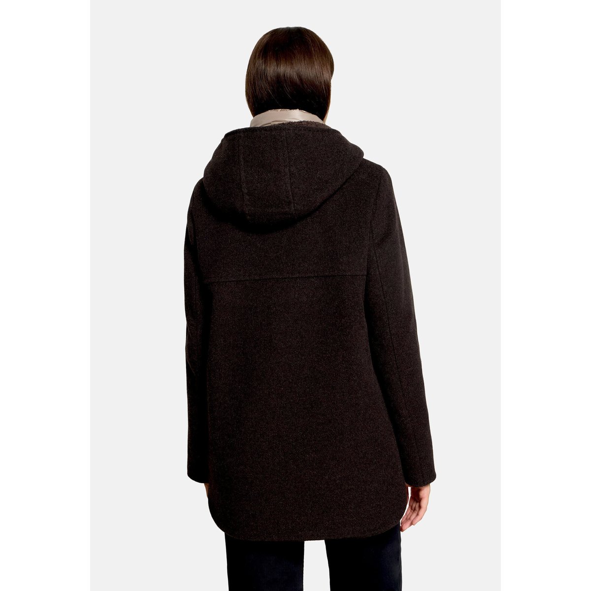 Veste en laine à capuche dark brown melange, GIL BRET
