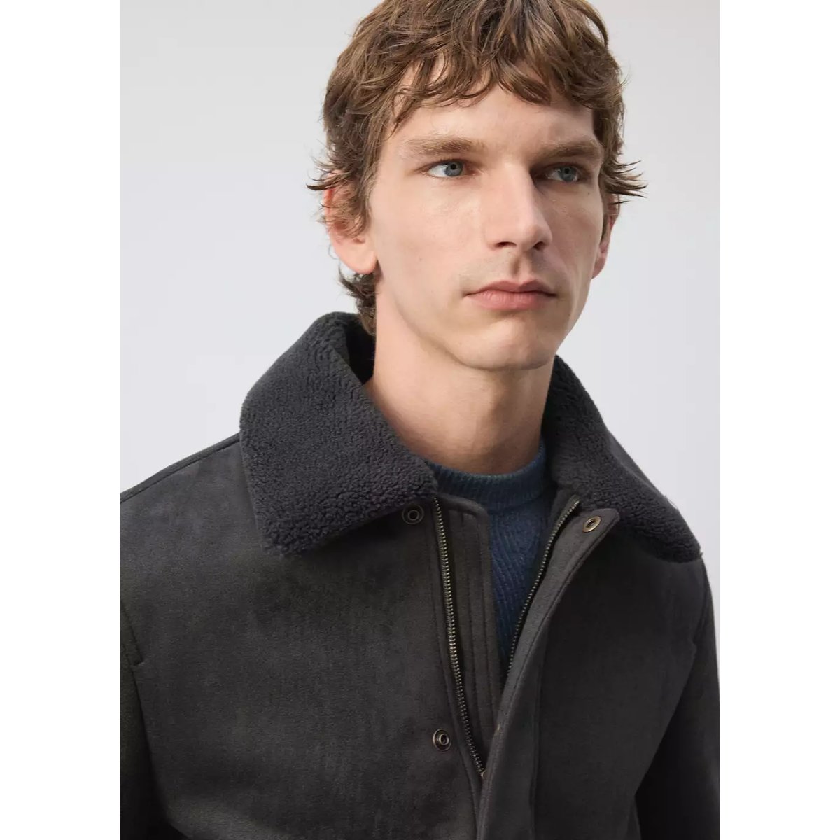 Veste effet daim à poches vert foncé, MANGO MAN