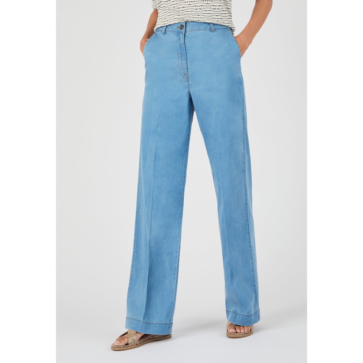 Pantalon mélange Lyocell Tencel(TM) bleu denim pastel, DAMART