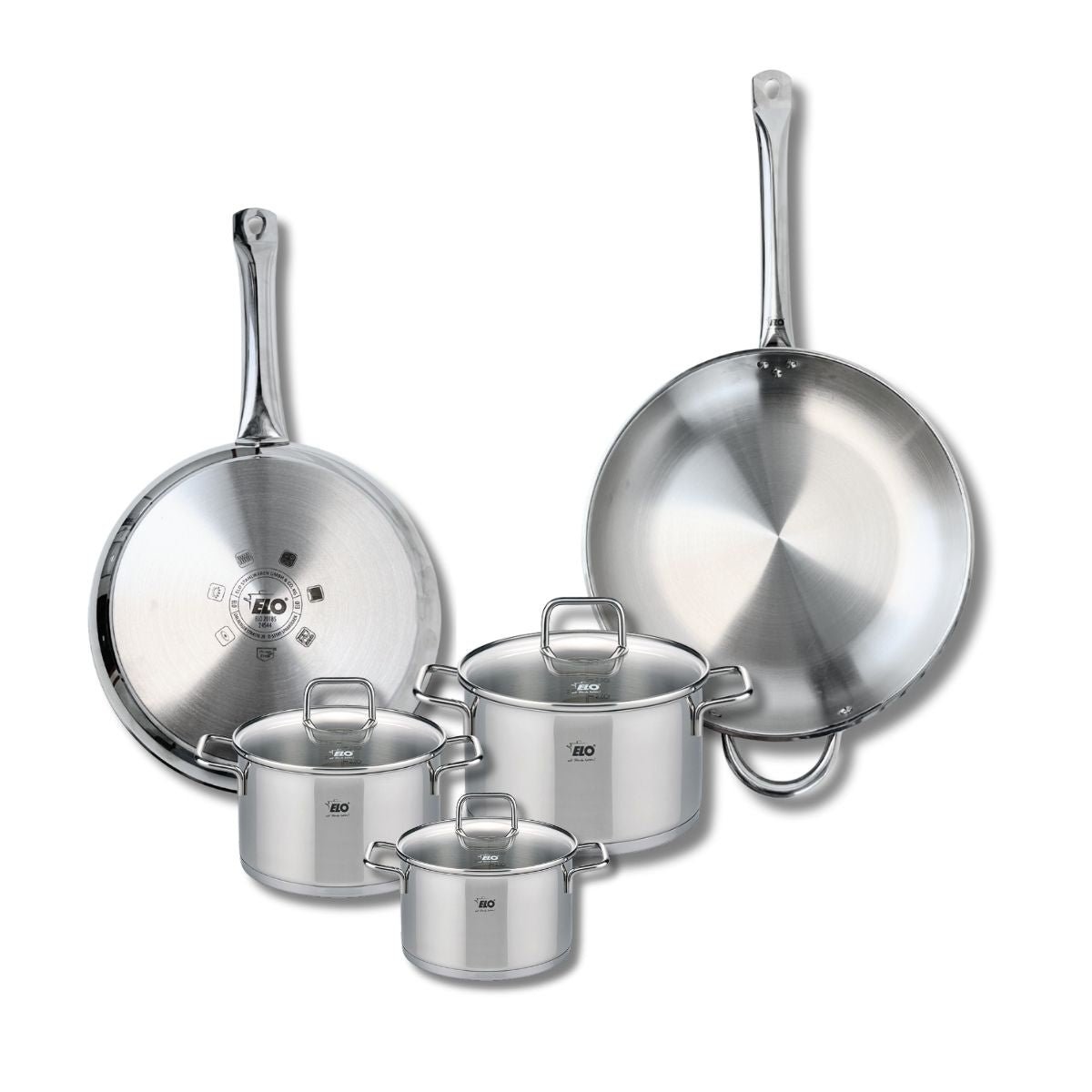 Batterie 2 poêles 28/32cm + 3 faitouts 14/16/20cm PROFI CITRIN inox, ELO