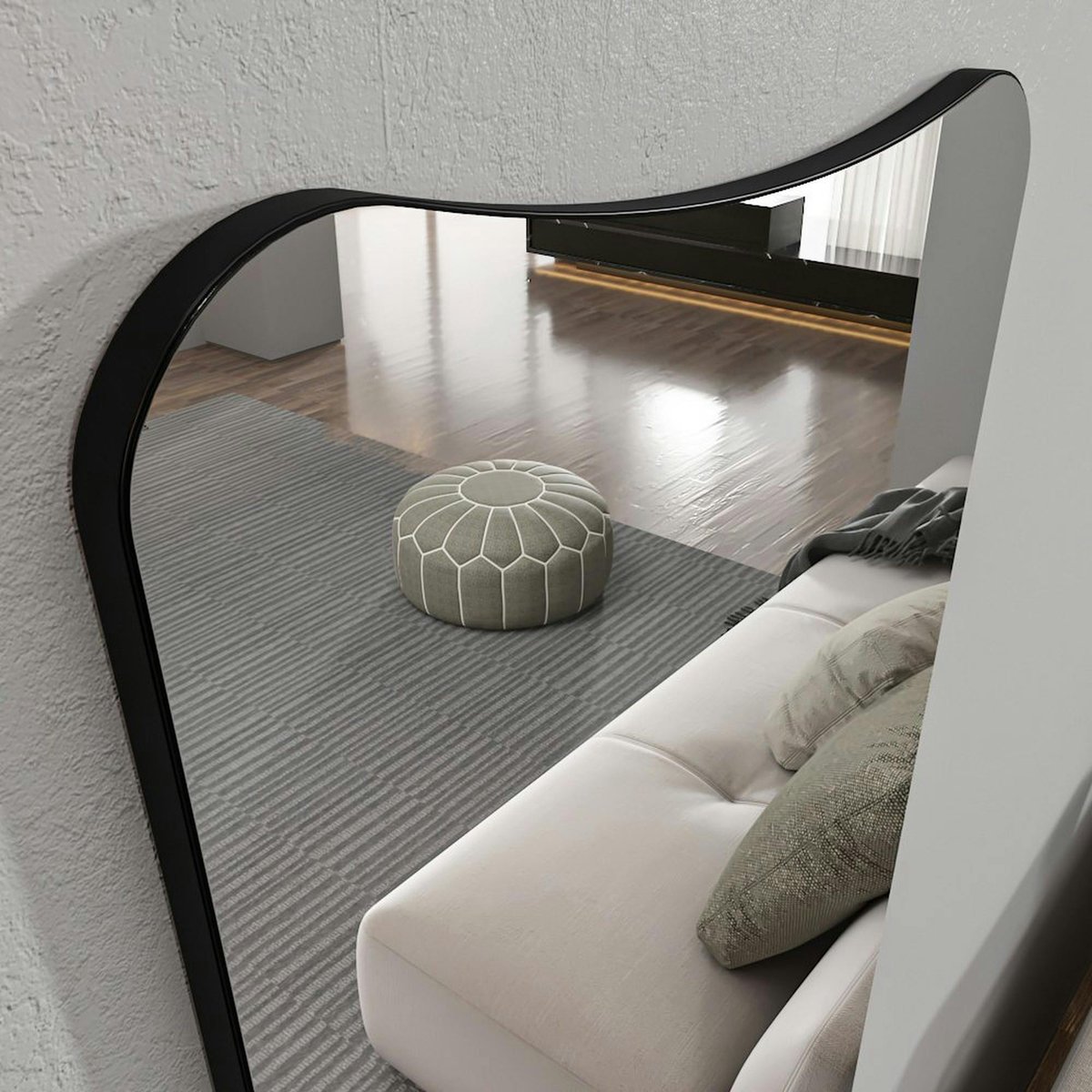 Grand miroir plein pied noir, mural ou à poser noir 150 cm CODY noir, PIER IMPORT