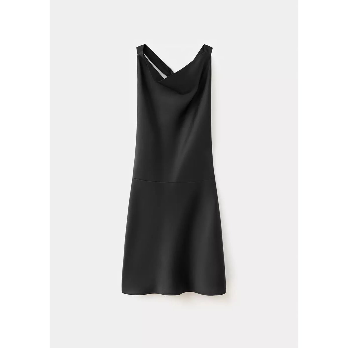 Robe satin col bénitier noir, MANGO