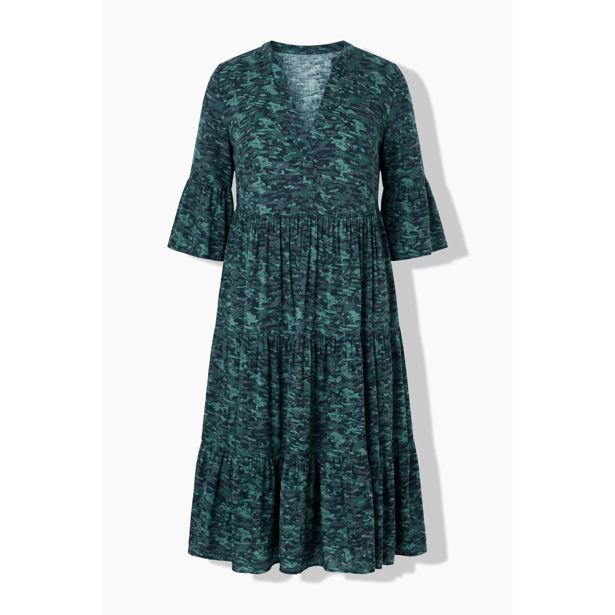 Robe évasée à manches 3/4 et coupe maxi vert mat, STUDIO UNTOLD