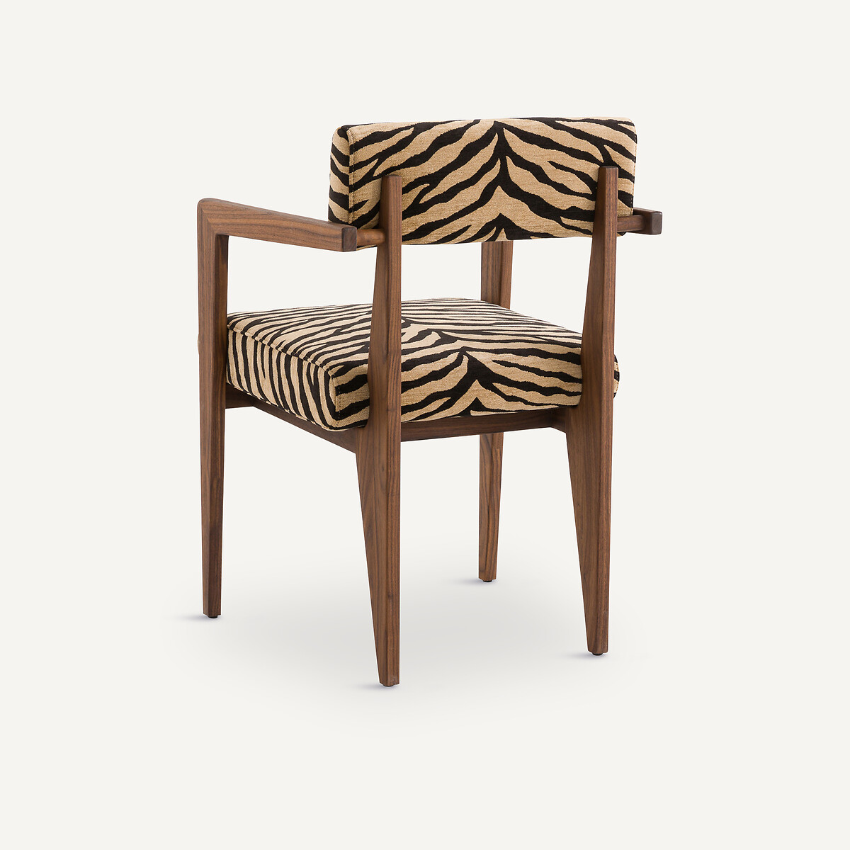 Tafelfauteuil in notenhout, jacquard stof, Izag dierenprint, AM.PM