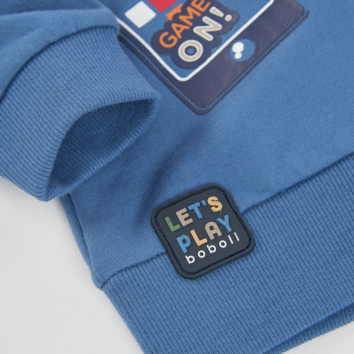 Sweat-shirt molleton garçon à capuche imprimé gaming bleu, BOBOLI