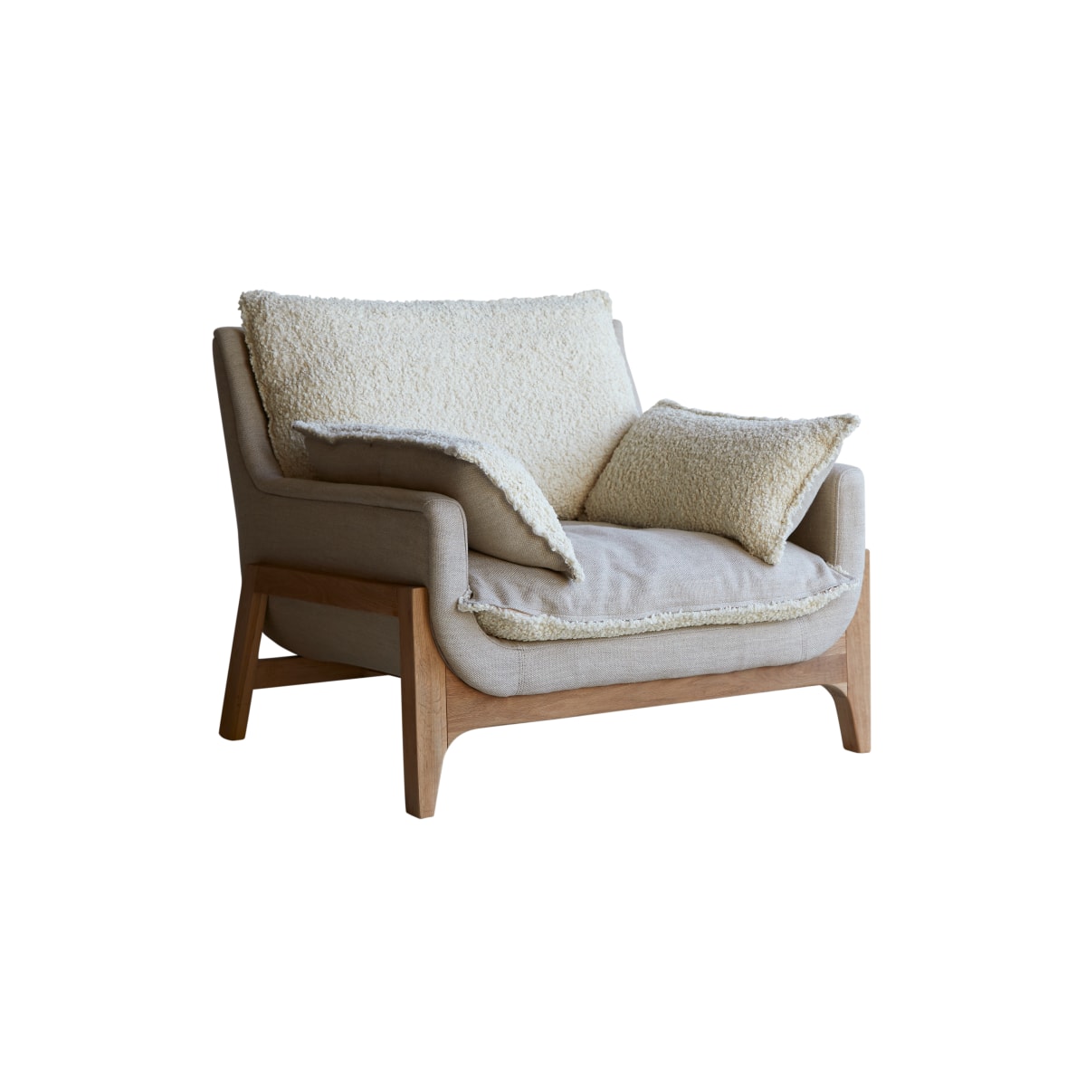 Fauteuil en Tissu massif, WOODNEST beige, TIKAMOON