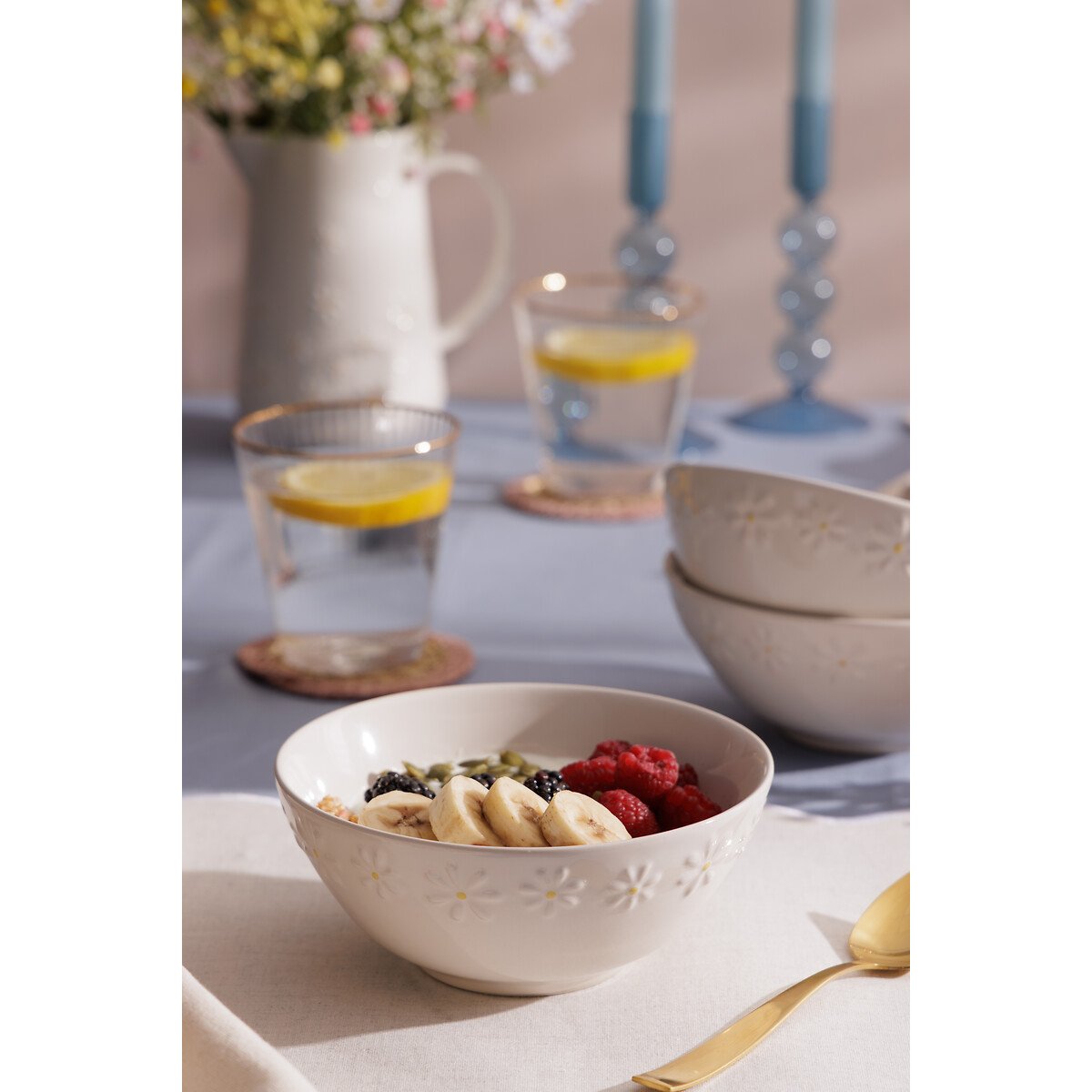 Set of 4 Daisy Cereal Bowls white, PRICE & KENSINGTON