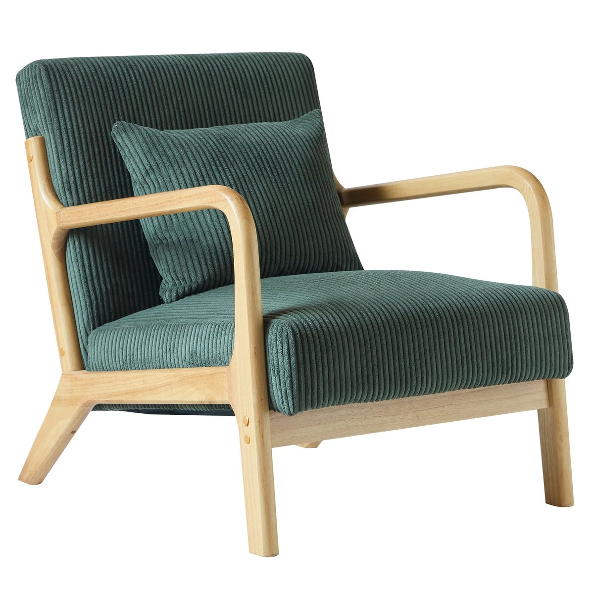 Fauteuil de salon en velours côtelé, OHAMA vert, NORDLYS