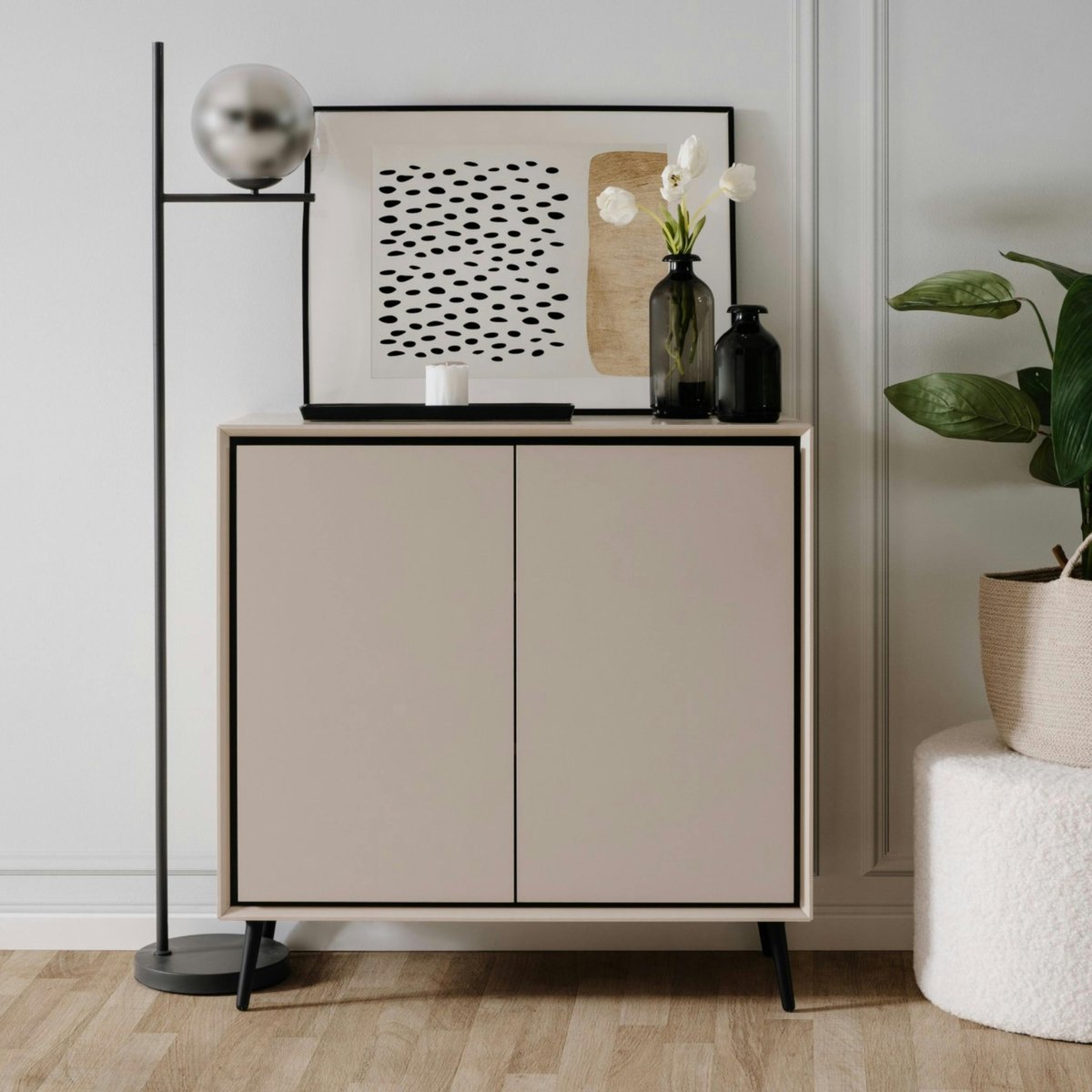 Petit buffet taupe 2 portes AVIO beige, PIER IMPORT