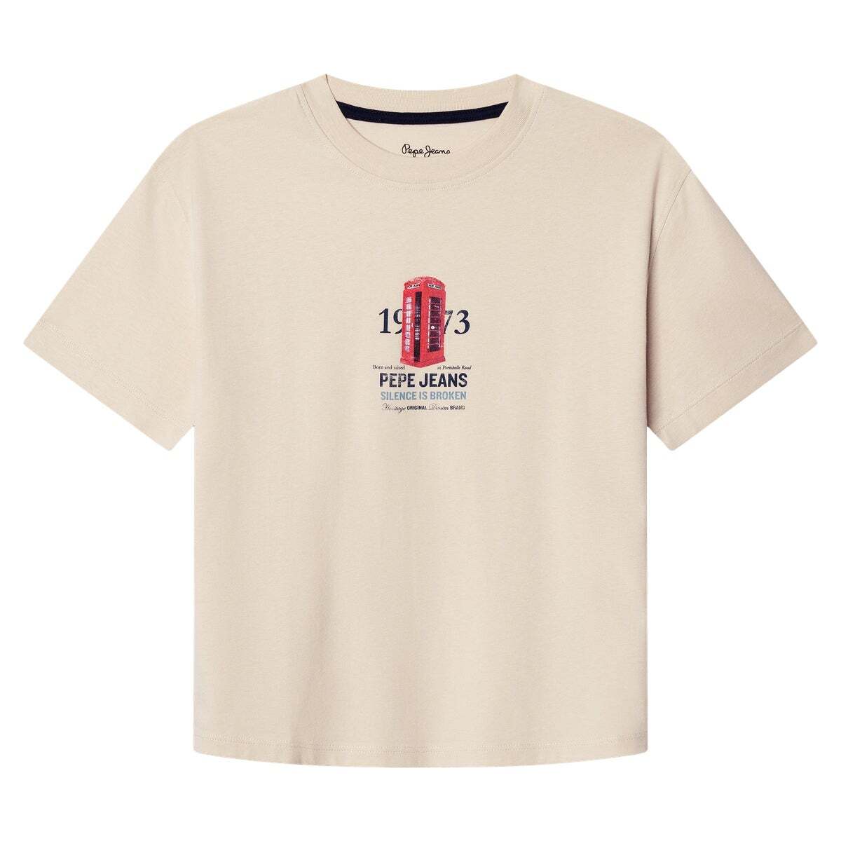 T-Shirt À Rayures Coupe Décontractée blanche toile, PEPE JEANS
