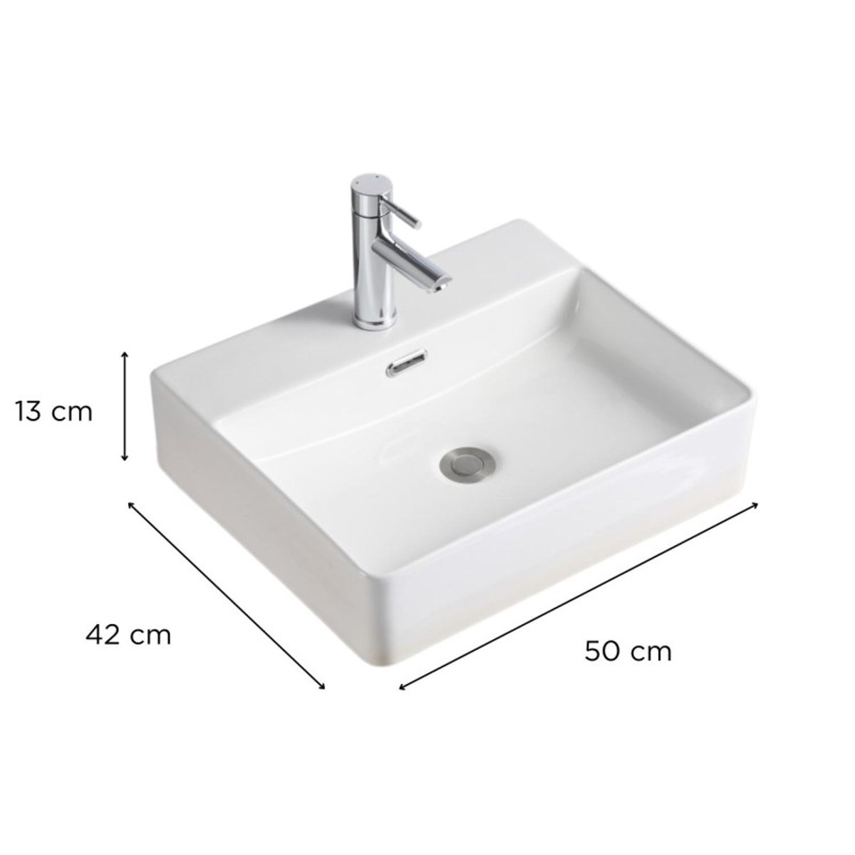 Vasque à poser rectangle en céramique blanche 50x42cm ALBA blanc, MOB IN