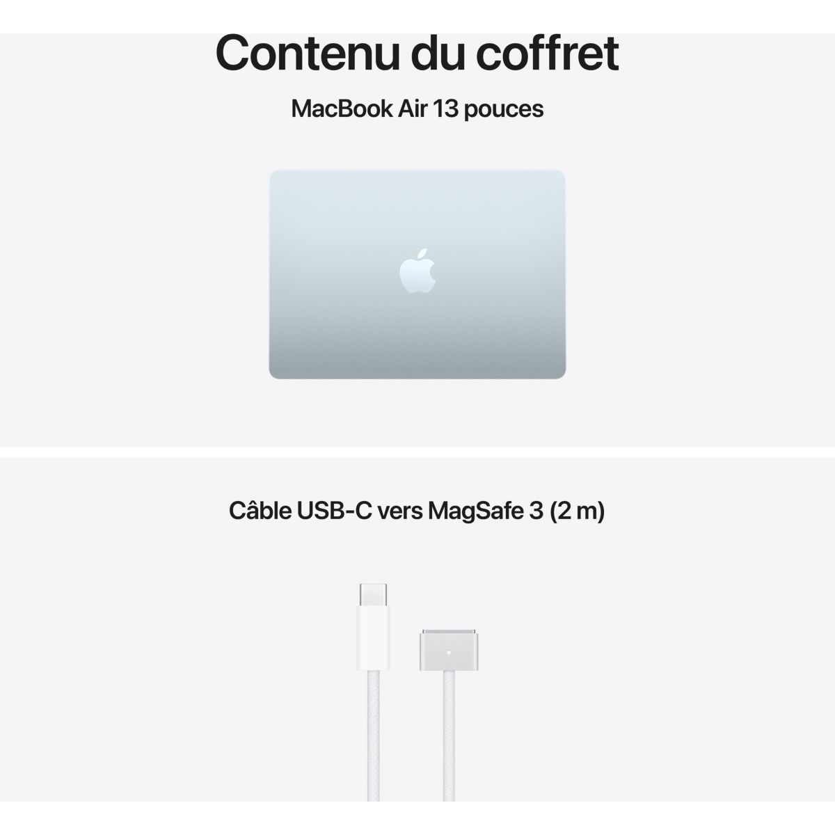 Ordinateur Apple Air 13" Puce M5 CPU 10 / GPU 10 coeurs Mémoire RAM 16Go Stockage 1To SSD Bleu ciel couleur unique, APPLE