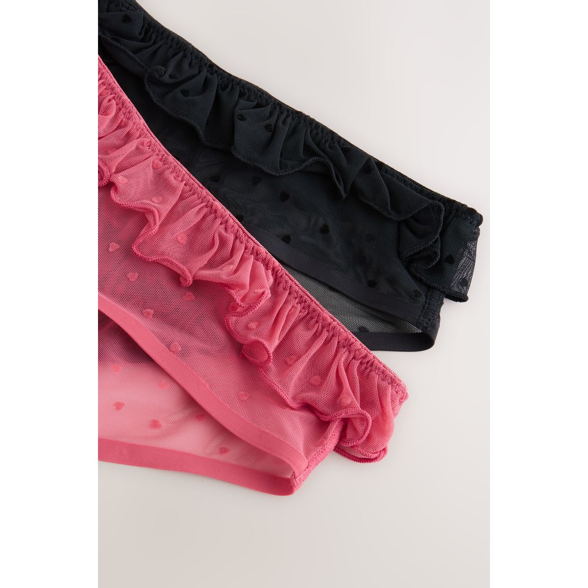 Culotte en mesh floqué cœurs, lot de 2 rouge / noir, NEXT