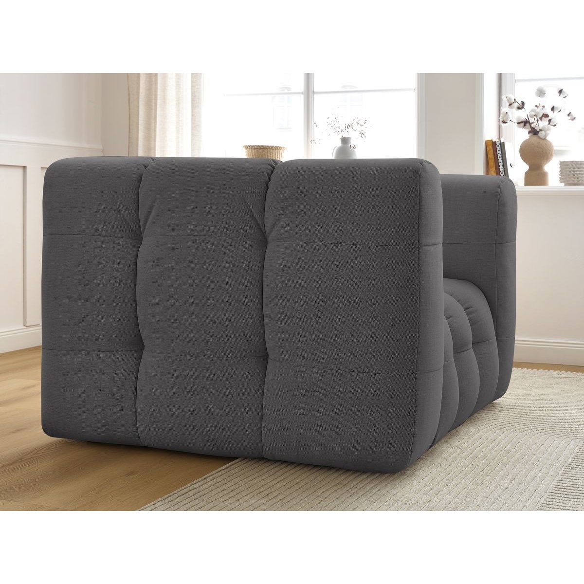 Fauteuil tissu, ULYSSE gris foncé, BOBOCHIC