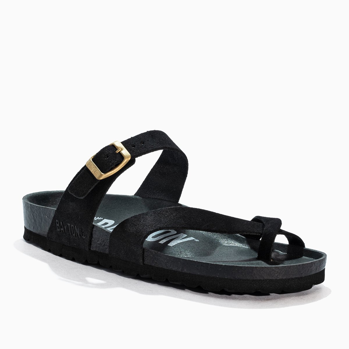 Tongs en cuir suédé DIANE black, BAYTON