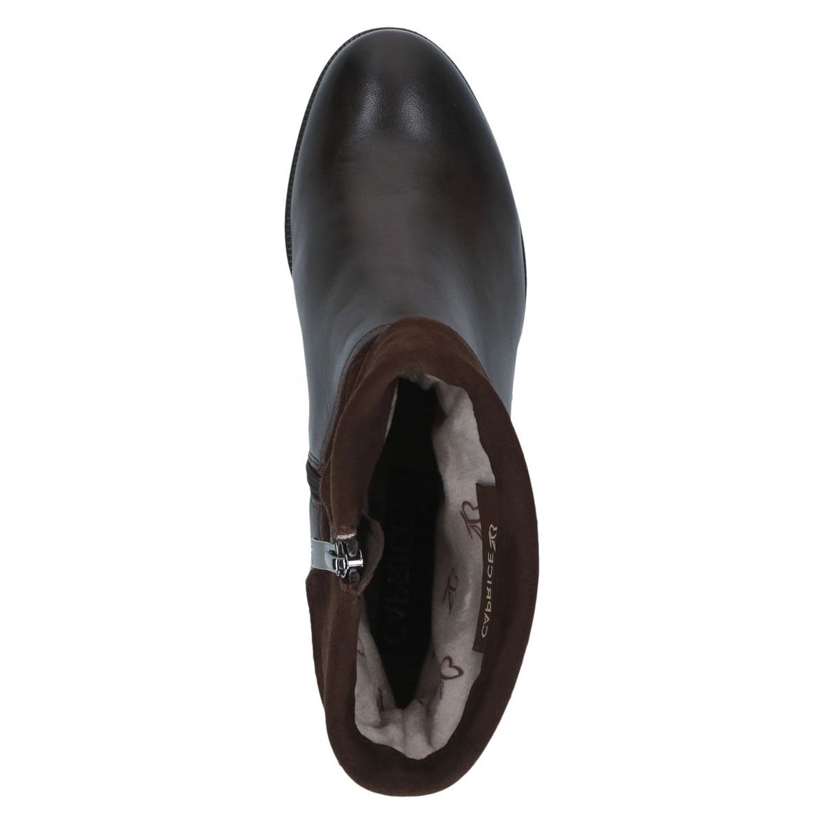 Bottine en cuir marron foncé combiné, CAPRICE