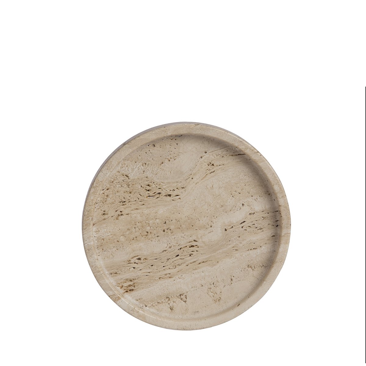 Plateau rond - Travertin - PIETRA beige, MAISON AUBERTIN