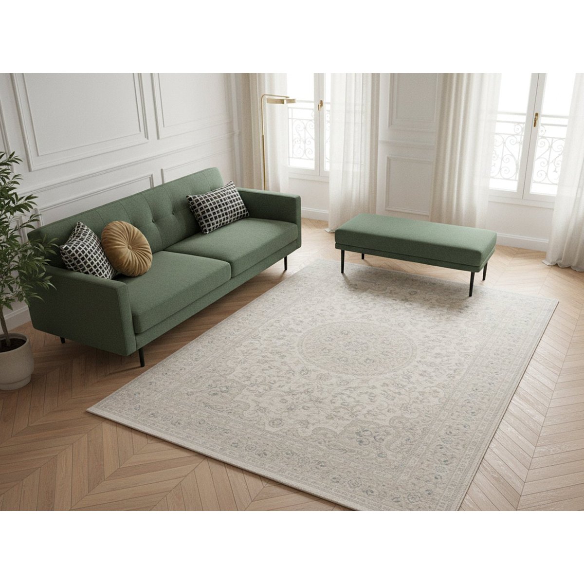Tapis velours à poil ras TOPKAPI beige sable, AFK LIVING